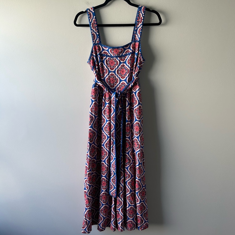 Boden blue and red printed sleeveless midi/maxi dress